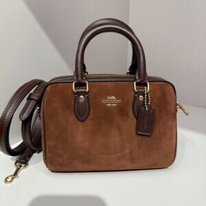 Coach Mini Rowan Crossbody Bag CCF29, suede/Im/Vintage Brown